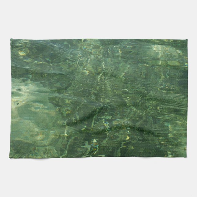 Water over Sea Grass II (Blue and Green) Photo Kitchen Towel (Horizontal)