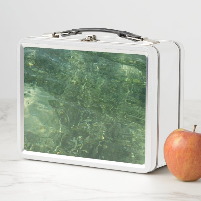 Water over Sea Grass II (Blue and Green) Photo Metal Lunch Box (In Situ)