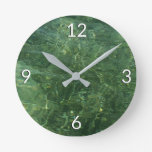 Water over Sea Grass II (Blue and Green) Photo Round Clock