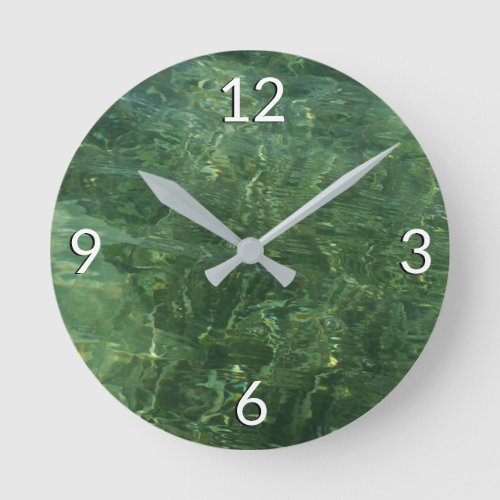 Water over Sea Grass II Blue and Green Photo Round Clock