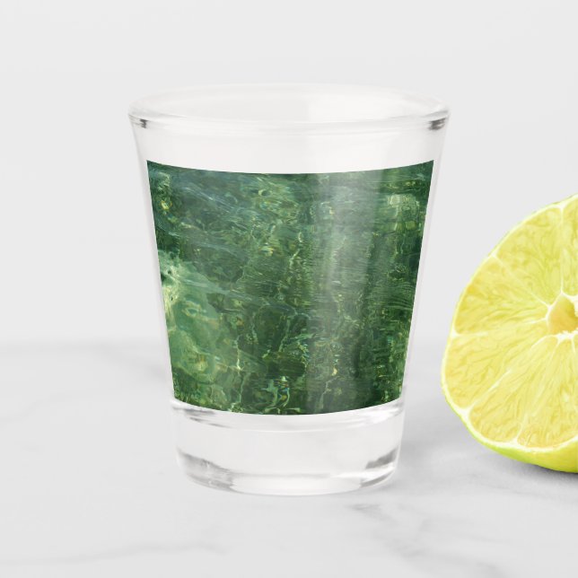 Water over Sea Grass II (Blue and Green) Photo Shot Glass (Front)