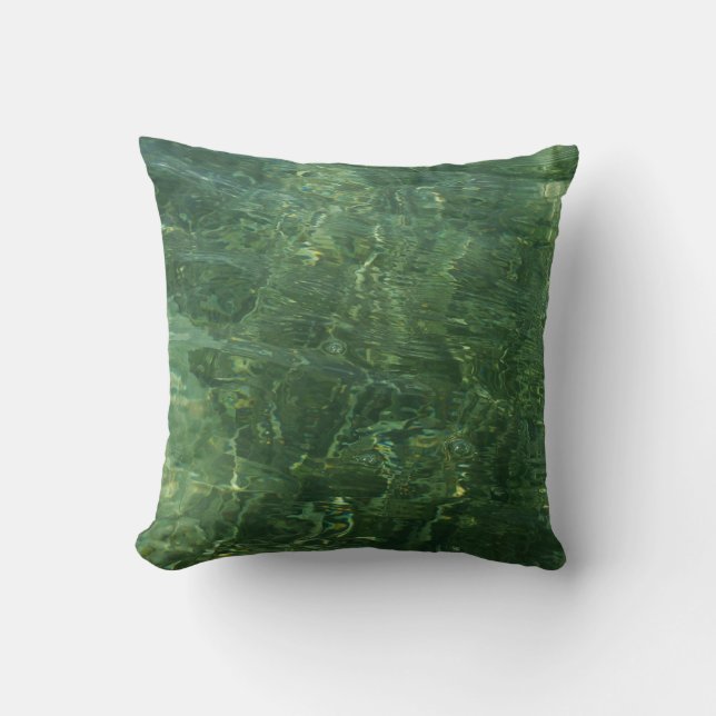 Water over Sea Grass II (Blue and Green) Photo Throw Pillow (Front)