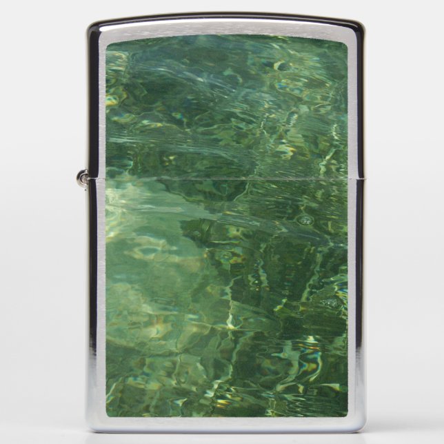 Water over Sea Grass II (Blue and Green) Photo Zippo Lighter (Front)