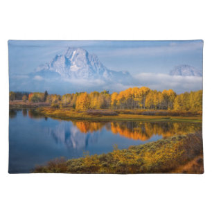 Water Oxbow Bend Jackson Wyoming Cloth Placemat