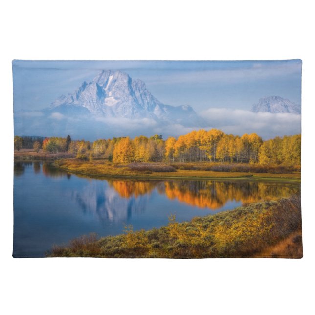 Water | Oxbow Bend Jackson Wyoming Cloth Placemat (Front)