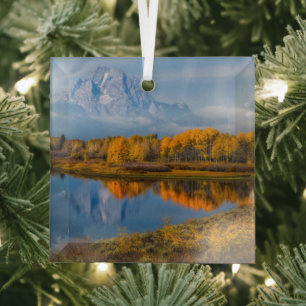 Water Oxbow Bend Jackson Wyoming Glass Ornament