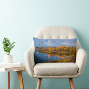Water   Oxbow Bend Jackson Wyoming Lumbar Pillow