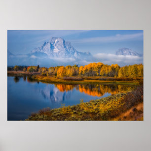 Water   Oxbow Bend Jackson Wyoming Poster