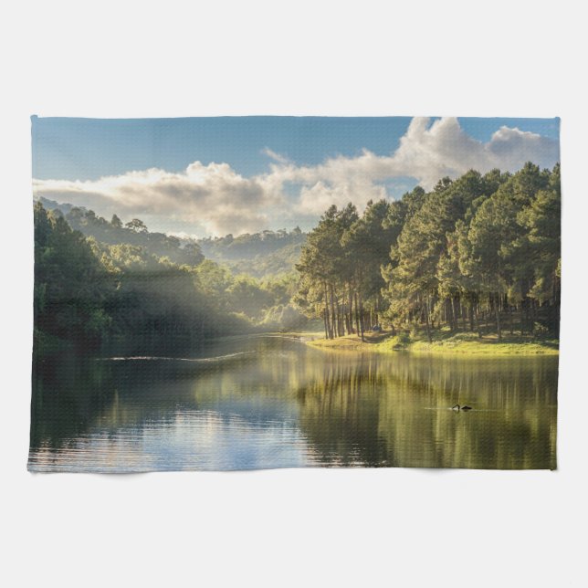 Water | Pang Oung Lake & Pine Forest Thailand Kitchen Towel (Horizontal)