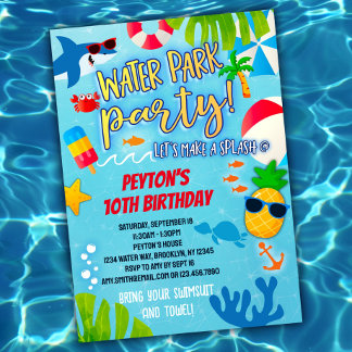 Water Park Birthday Invitation for Boys and Girls