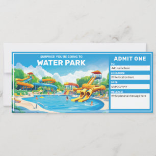 Water Park Gift Certificate, Aqua Park Ticket Invitation