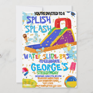 Water Park Kids Birthday Custom Invitation