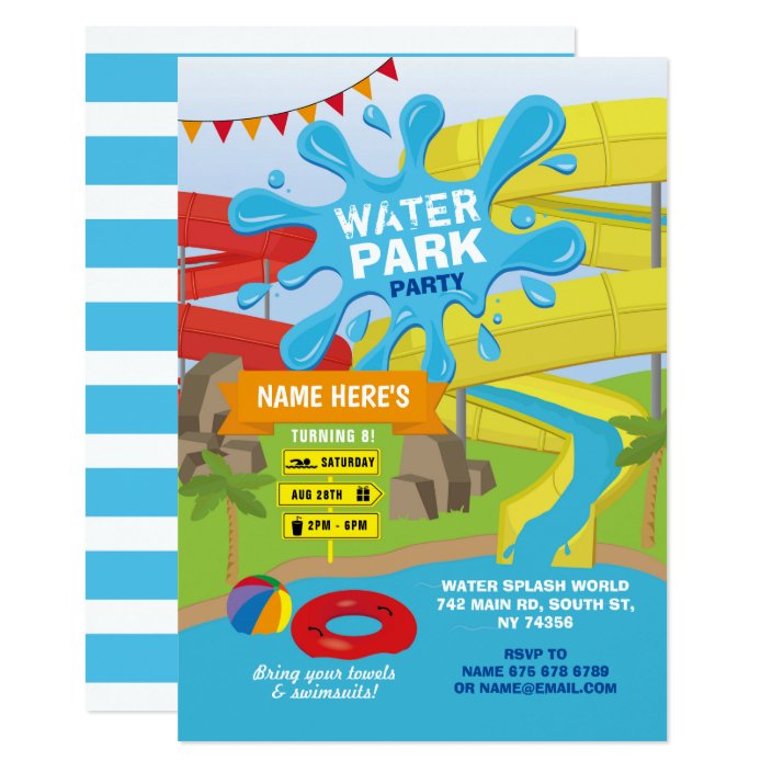 water-park-party-birthday-splash-slides-fun-invitation-zazzle