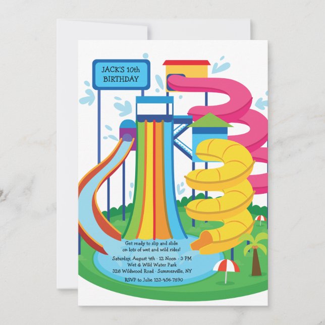 Water Park Photo Invitation (Front)