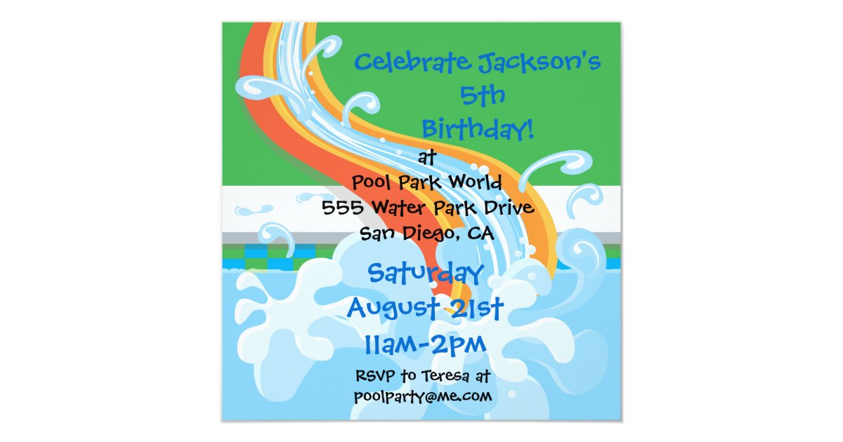 Water Park Pool Party Invitation Zazzle