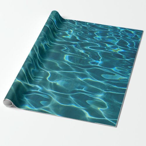 water pattern lake ocean teal blue waves wrapping paper
