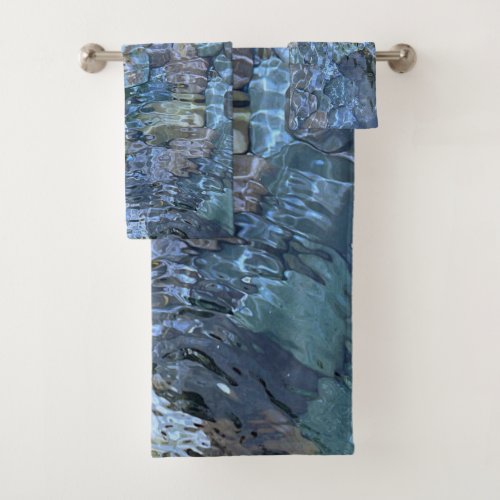 Water pattern river rock rippling water stream bath towel set