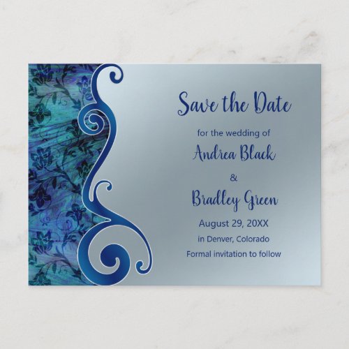 Water  Paua Shell Inspired Save the Date Postcard