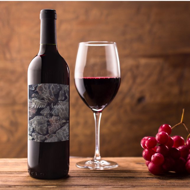 Water Pebbles Personalized Wine Label (In Situ)