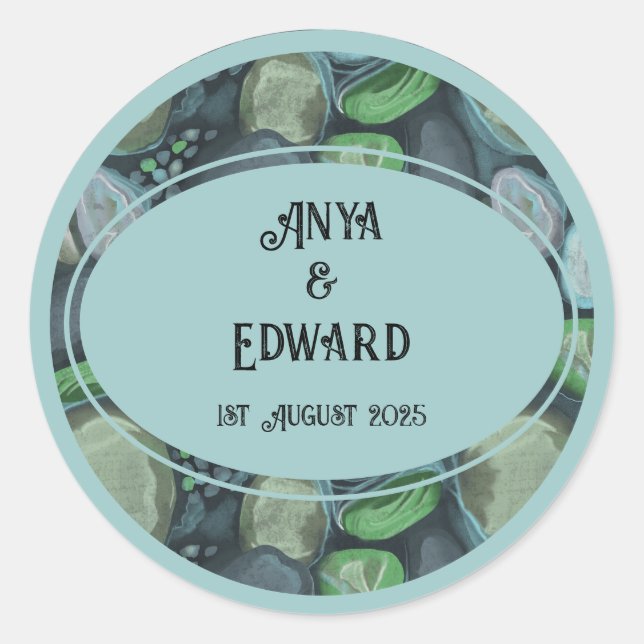 Water pebbles - Wedding sticker (Front)