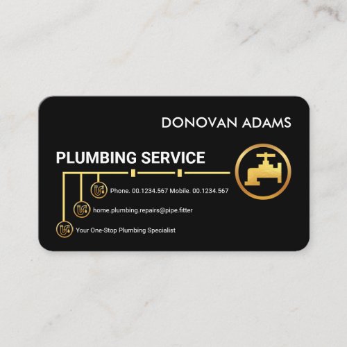 Water Pipe Line Plumbing Service Business Card