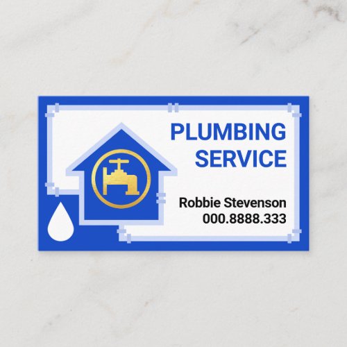 Water Pipes Leaking Frame Plumber Business Card