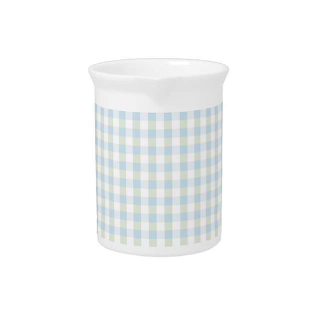 Water Pitcher in aqua basil gingham (Front)