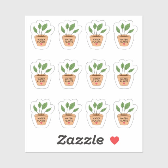 Water Plants Reminder Mini Plant Pots Bujo Planner Sticker (Sheet)