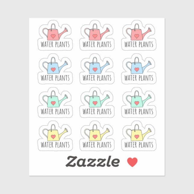 Water Plants Reminder Water Cans Planner Gardening Sticker (Sheet)