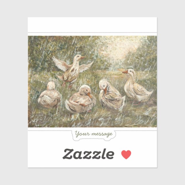 Water Play Whimsical Farmhouse Duck Family Pond Sticker (Sheet)
