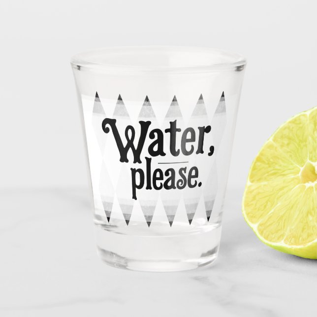 WATER, PLEASE bachelorette argyle diamond Shot Glass (Front)