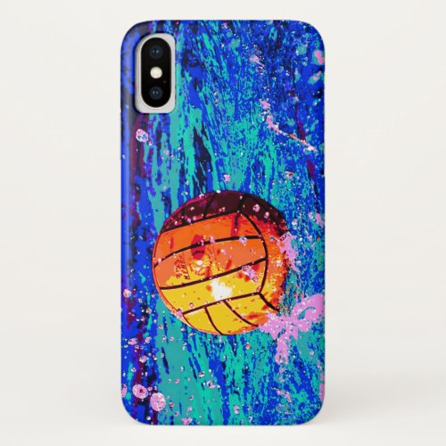 Water Polo Ball Artistic Blue Yellow WaterPolo iPhone X Case