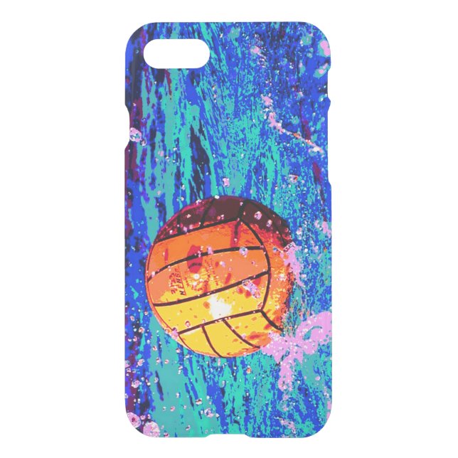Water Polo Ball Artistic Blue Yellow WaterPolo Uncommon iPhone Case (Back)