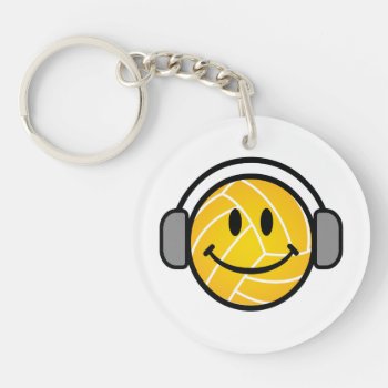 Water Polo Ball With Head Phones Key Chain by SBPantry at Zazzle