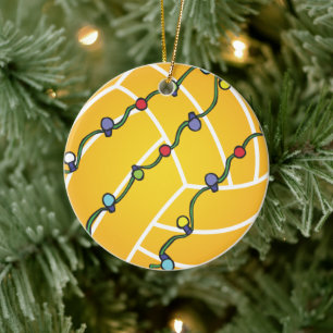 Water Polo Ball With Lights Holiday Ceramic Ornament