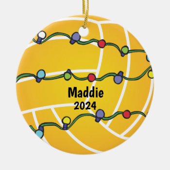 Water Polo Ball With Lights Holiday Customizable Ceramic Ornament by SBPantry at Zazzle