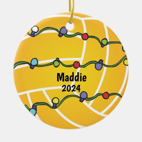Water Polo Ball With Lights Holiday Customizable Ceramic Ornament