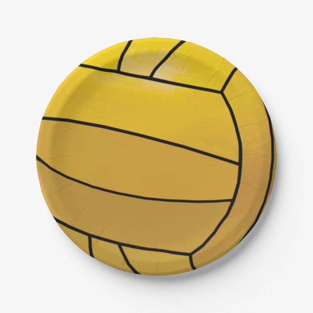 Water Polo Ball Yellow Party Supplies Paper Plates (Front)