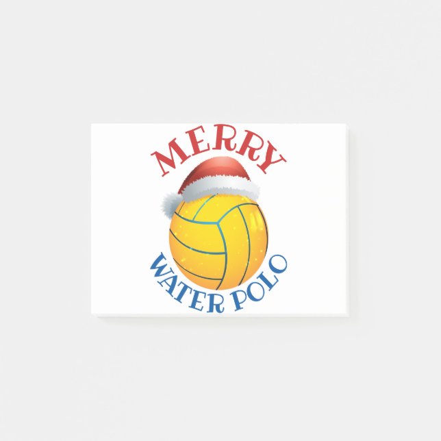 Water Polo Christmas Ball with Santa Hat Post-it Notes (Front)