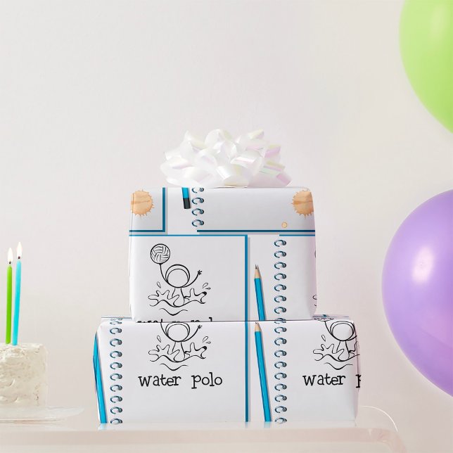 Water Polo Doodle Sketch Hand-Drawn Water Sport  Wrapping Paper (Creator Uploaded)