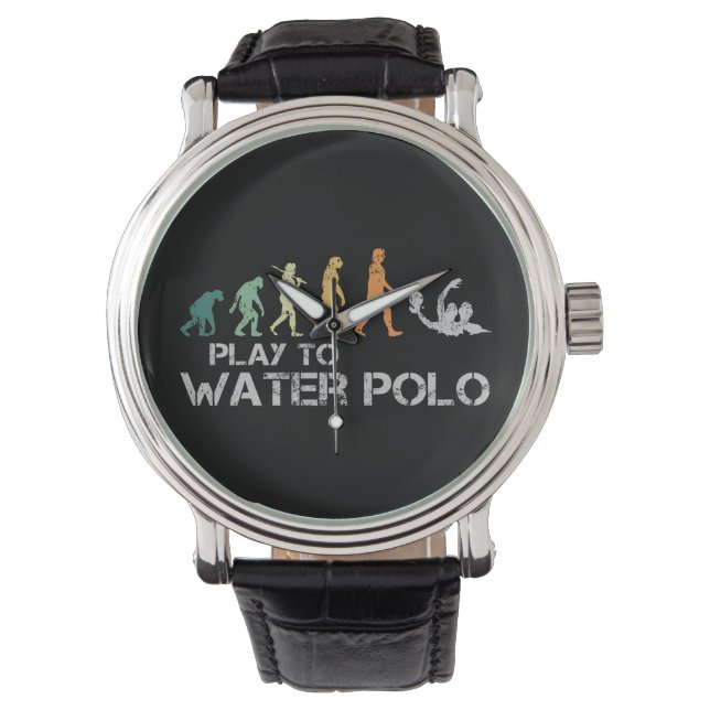 Water Polo Evolution Retro Funny Gift for Man Watch (Front)