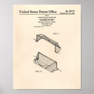 Water Polo Goal 1972 Patent Art Old Peper Poster