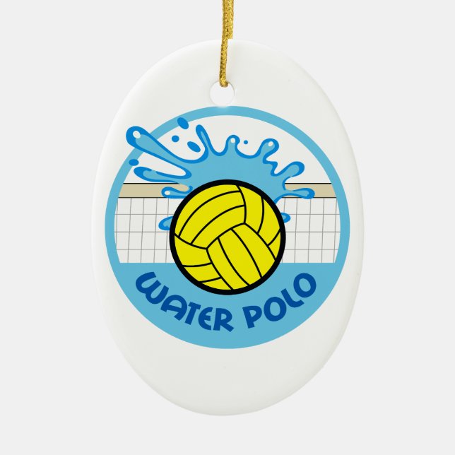 WATER POLO NET SPLASH CERAMIC ORNAMENT (Front)
