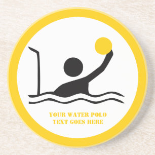 Water polo player black icon silhouette coaster