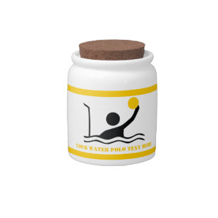 Water polo player black silhouette custom candy jar