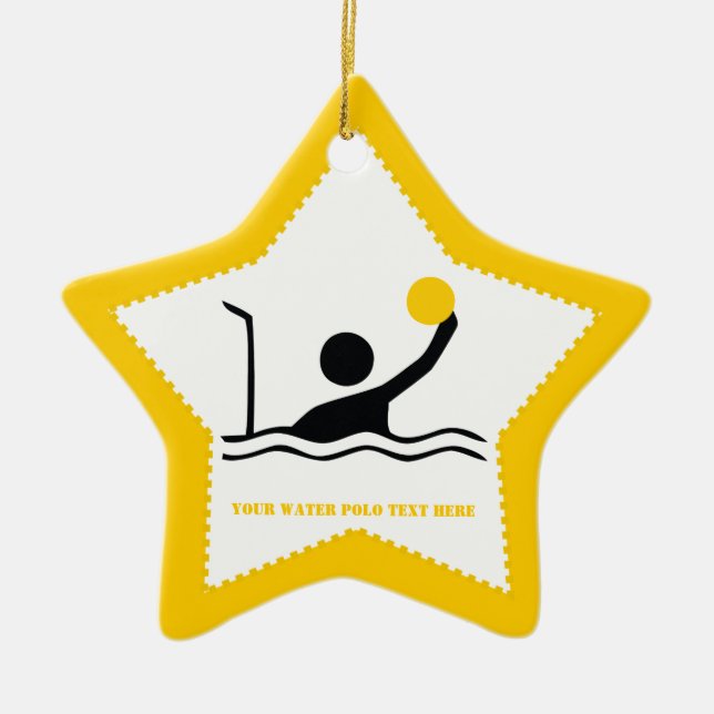 Water polo player black silhouette custom ceramic ornament (Front)