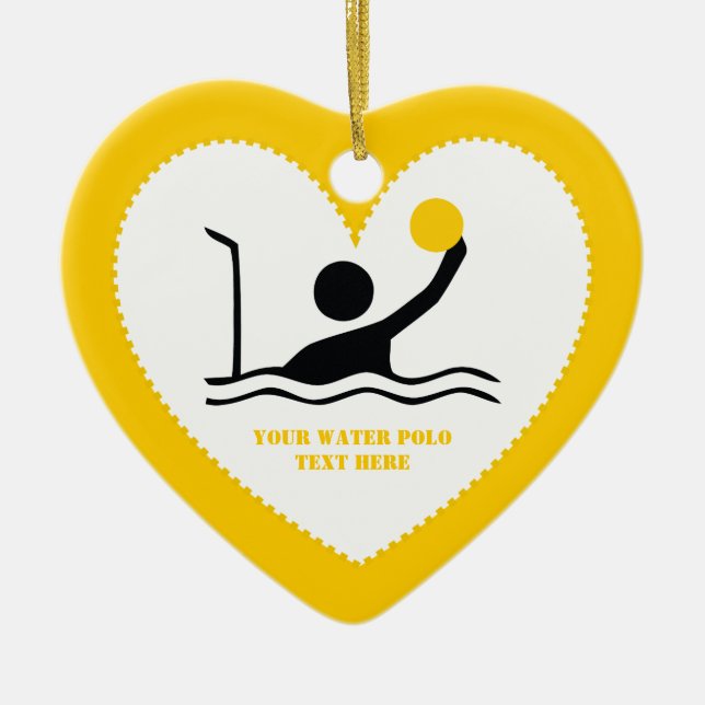 Water polo player black silhouette custom ceramic ornament (Front)