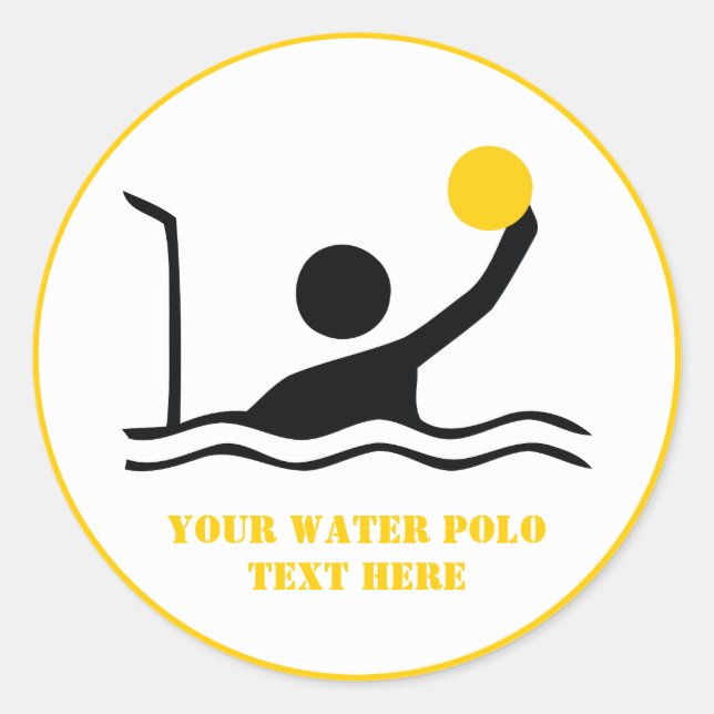 Water polo player black silhouette custom classic round sticker (Front)