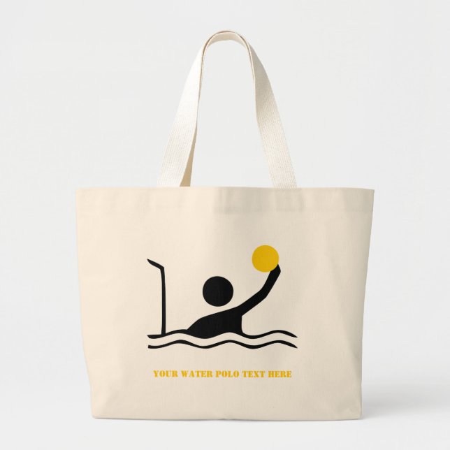 Water polo player black silhouette custom large tote bag (Front)