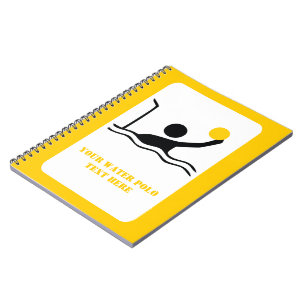 Water polo player black silhouette custom notebook
